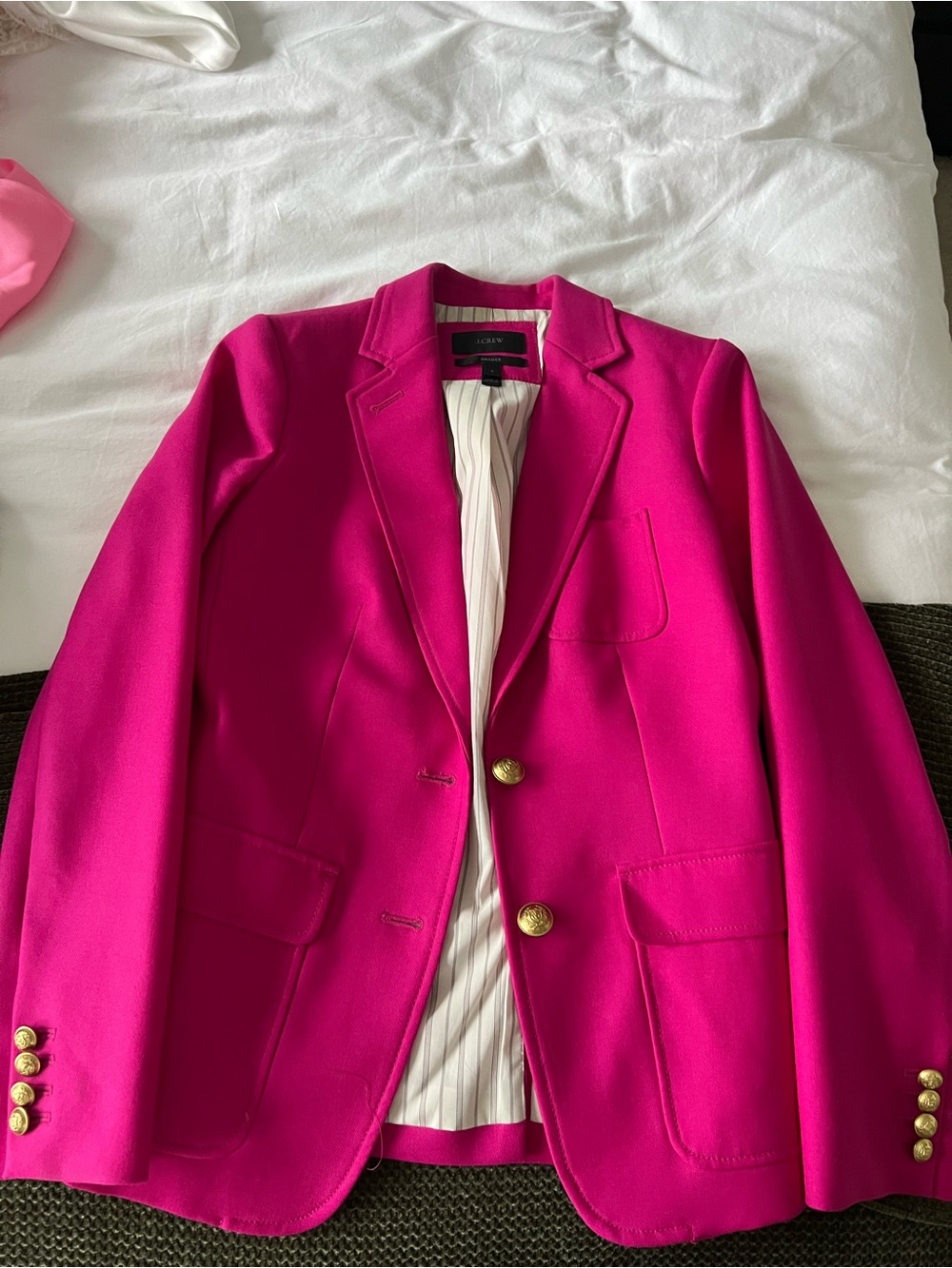 J. Crew Women's Hot Pink Blazer with Gold Buttons